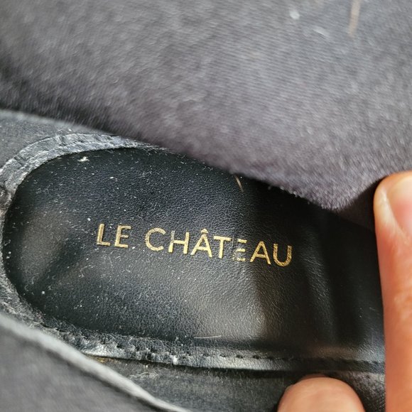 Le Chateau Blue Stiletto Heel Boots Booties Buckle Strap Chains Pointed Toe Sz 7 - Picture 8 of 9